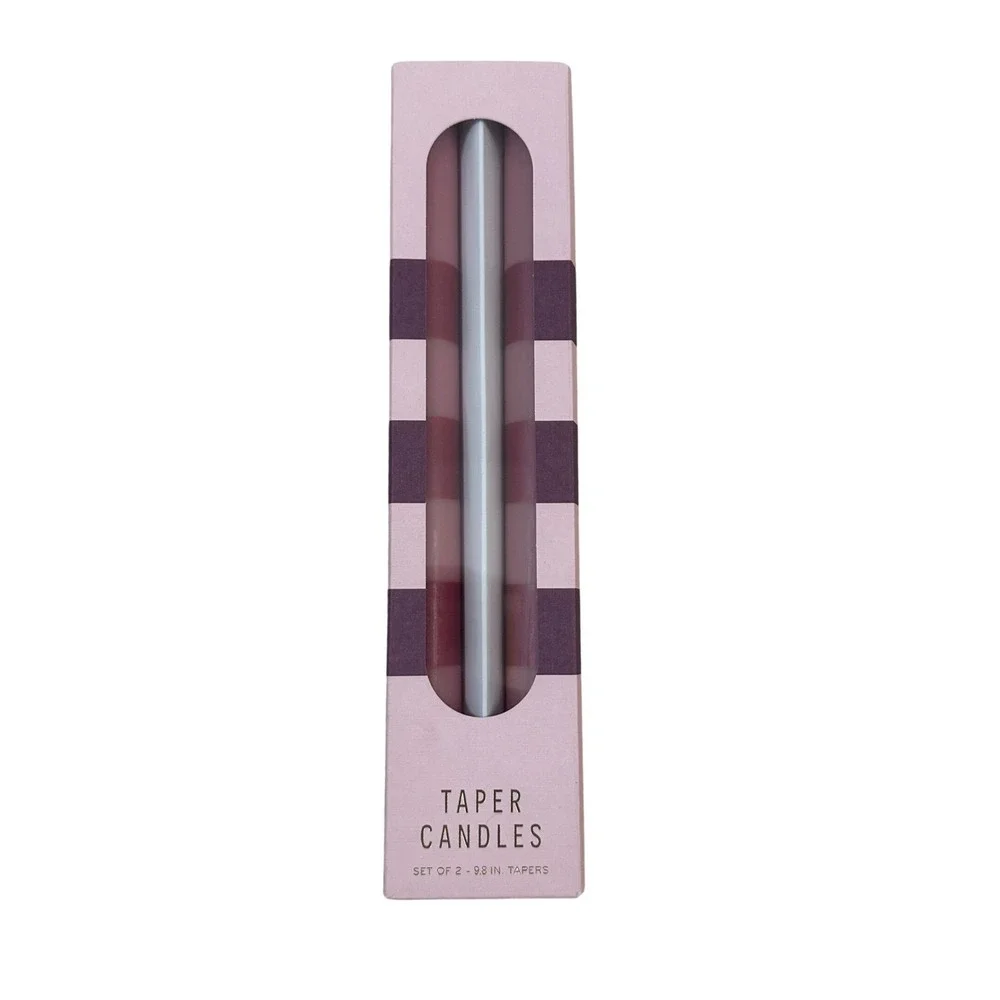 Anthropologie Set of‎ 2 Cranberry Taper Candles 9.8 Inch Tall Decorative Wax NEW
